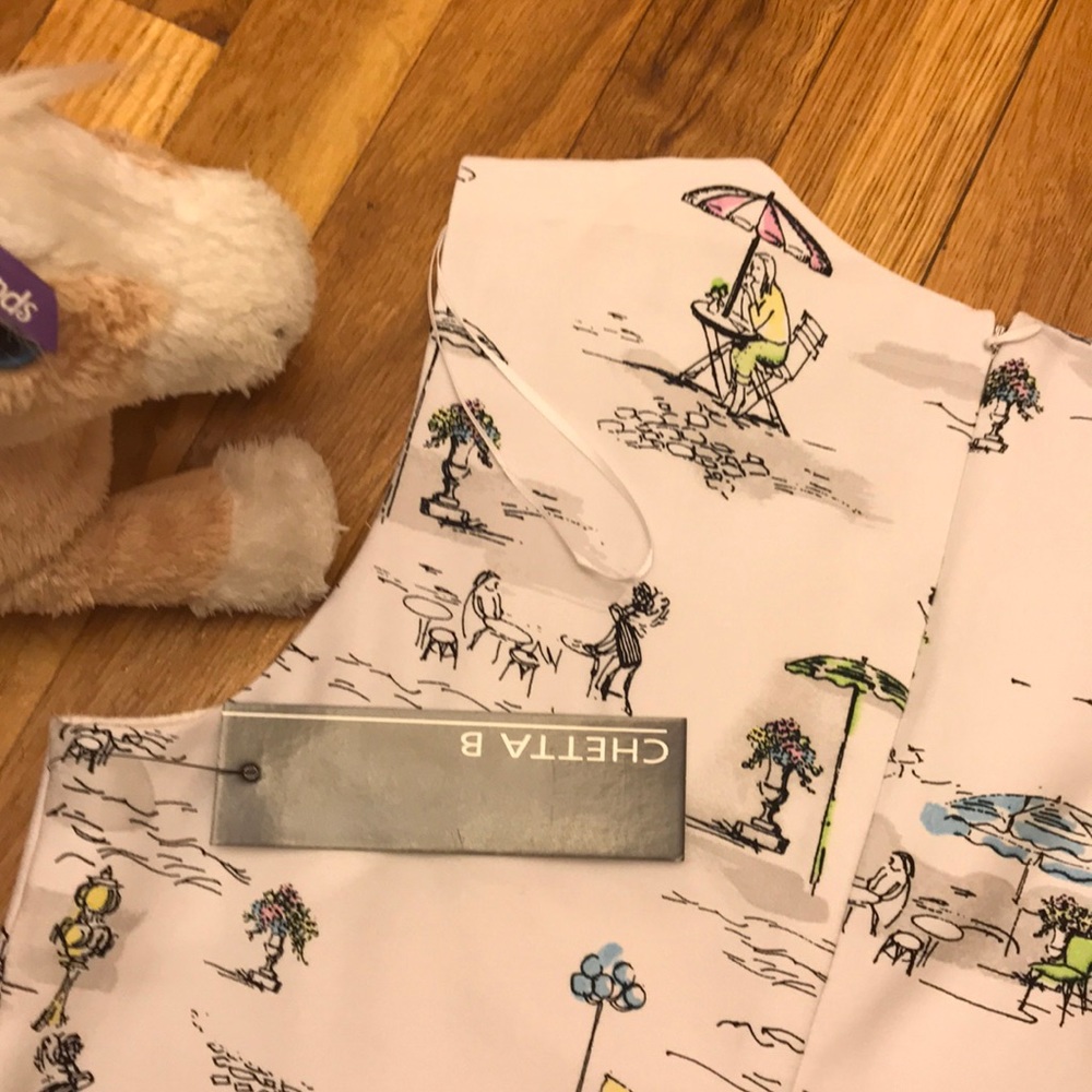 Chetta b dress 👗 cotton sleeveless ivory/lilypad - Picture 3 of 8